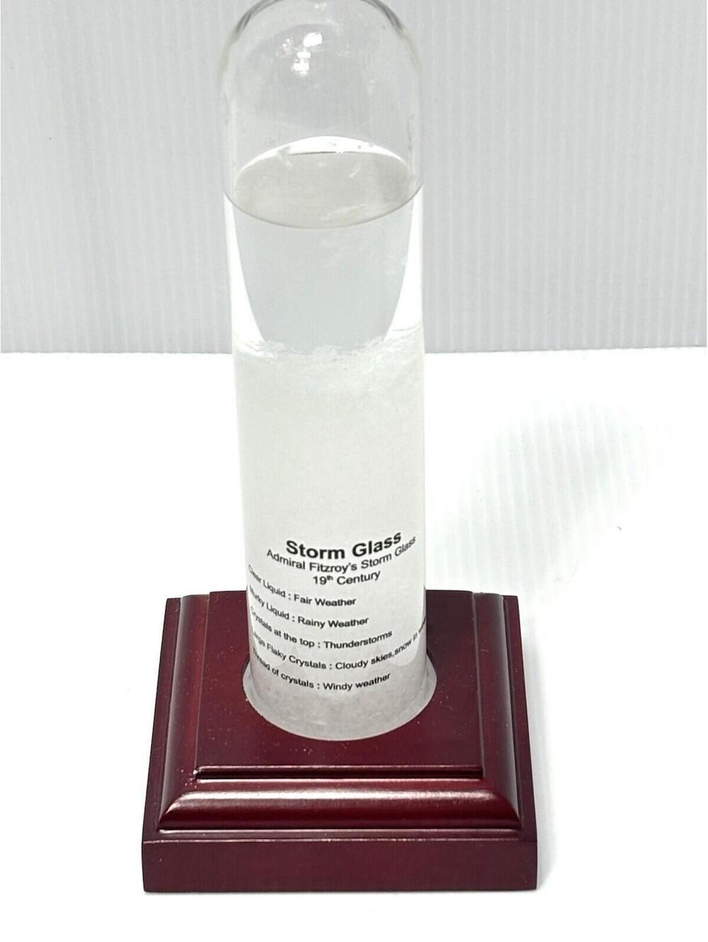 Storm Glass Weather Predictor Barometer Wooden Base GUC